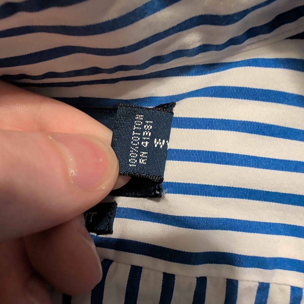 Polo Ralph Lauren Button Down Shirt Mens Medium Blue White Striped Classic Fit - Picture 4 of 5
